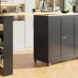 Dressoir、Draaibare barkast – MDF – 3 laden en 2 deuren – Zwart Dressoir、Draaibare barkast – MDF – 3 laden en 2 deuren – Zwart