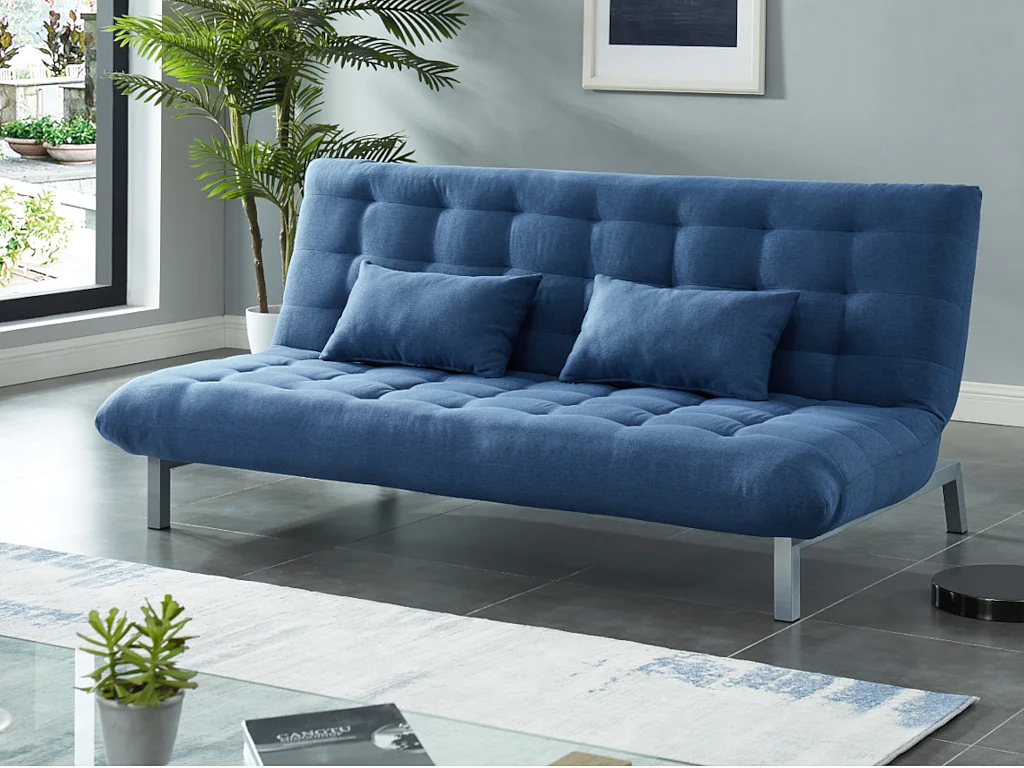 Driezits bedbank van stof HORNET - Blauw - Koop nu eenvoudig en goedkoop
