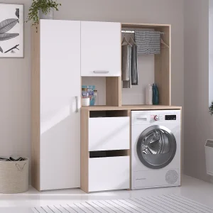 Machinemeubel met opbergruimte – Lichte houtlook – L157 x H184 cm – ERKANO Machinemeubel met opbergruimte – Lichte houtlook – L157 x H184 cm – ERKANO