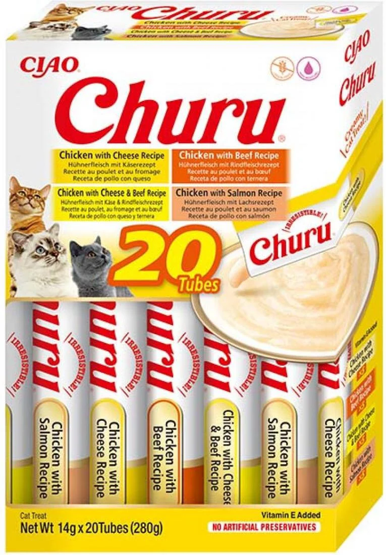 Ciao kattensnack Churu kip met rund en vis 14 g 20 stuks