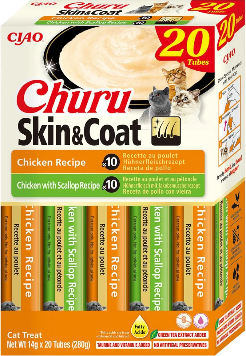 Ciao kattensnack Churu Skin & Coat kip 14 g 20 stuks