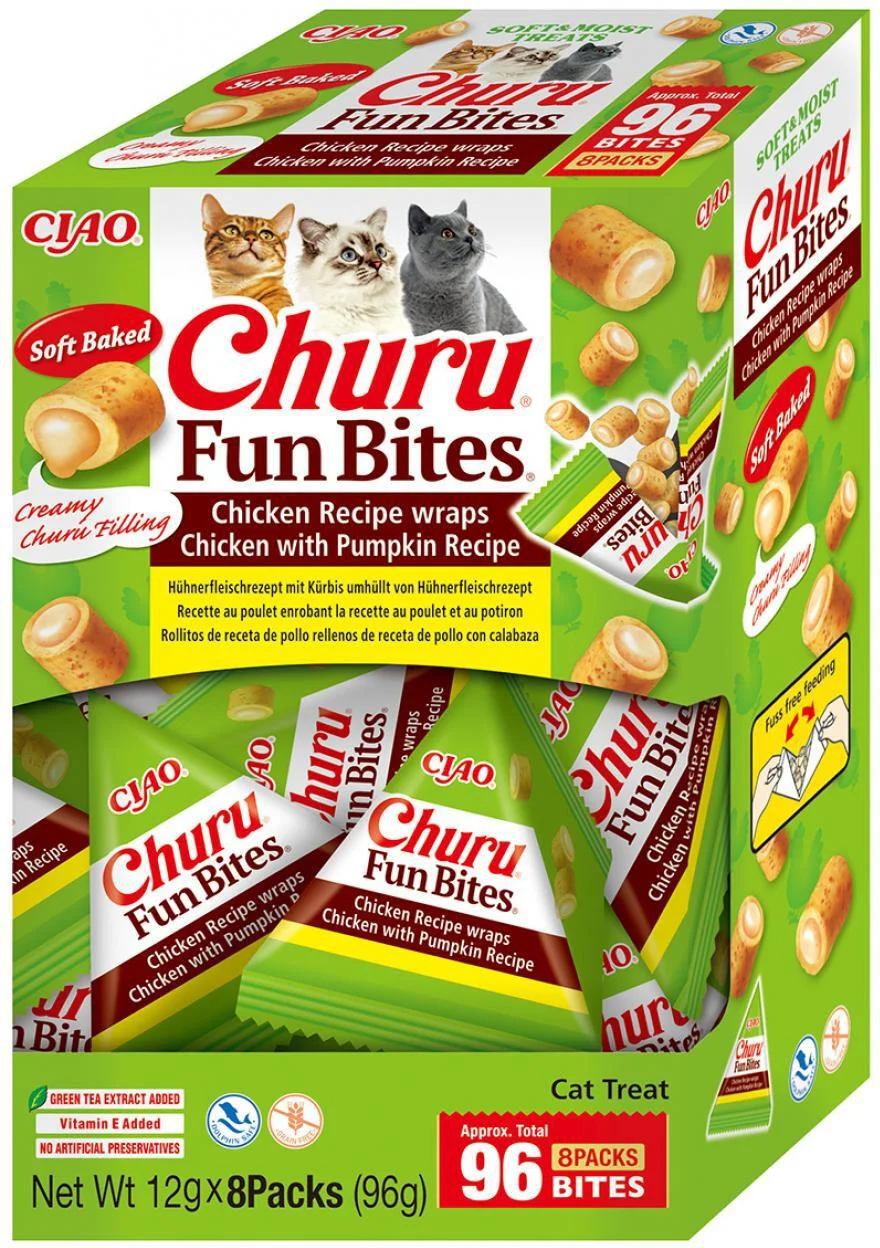 Ciao kattensnack Churu Fun Bites kip met pompoen 12 g 8 stuks