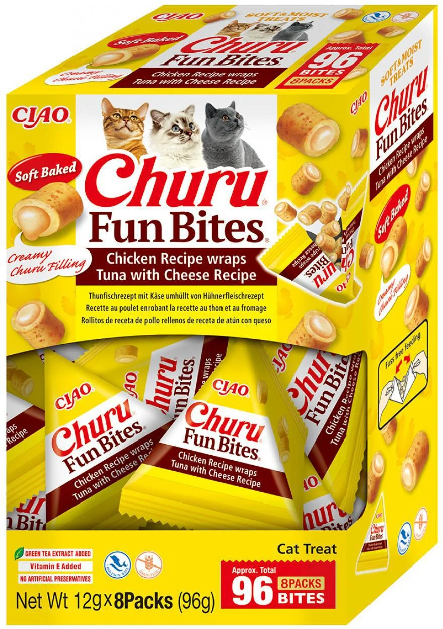 Ciao kattensnack Churu Fun Bites kip met tonijn en kaas 12 g 8 stuks
