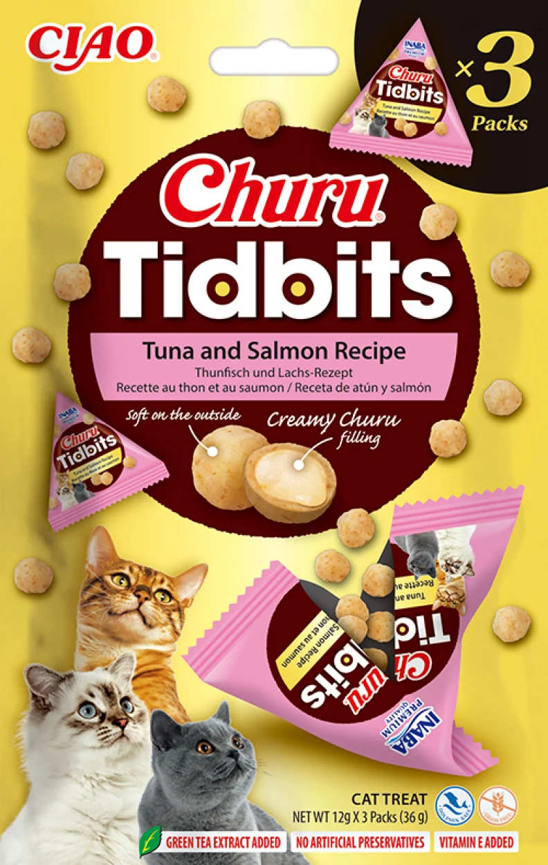 Ciao kattensnack Churu Tidbits tonijn met zalm 12 g 3 stuks
