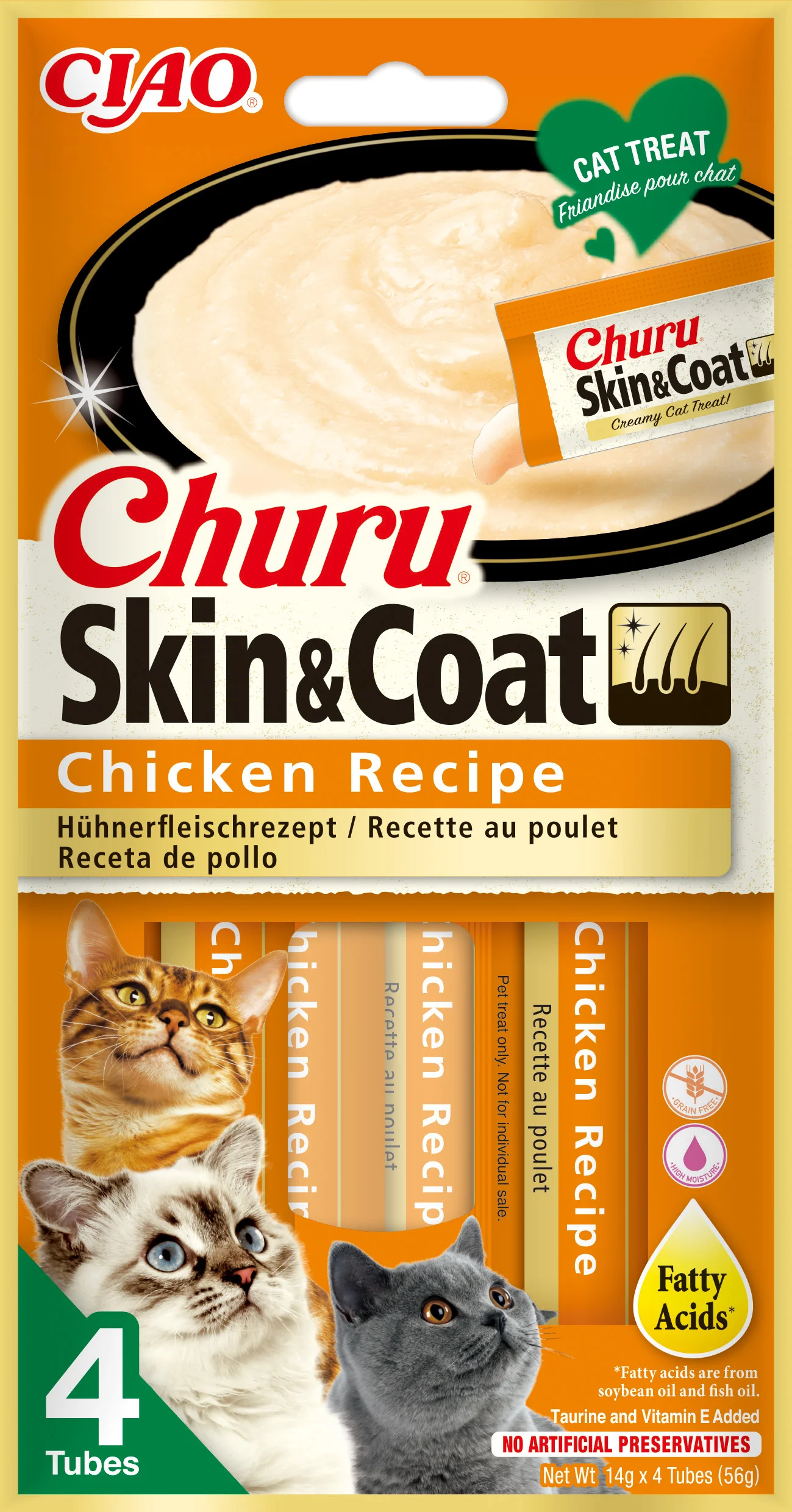 Ciao kattensnack Churu Skin & Coat kip 14 g 4 stuks