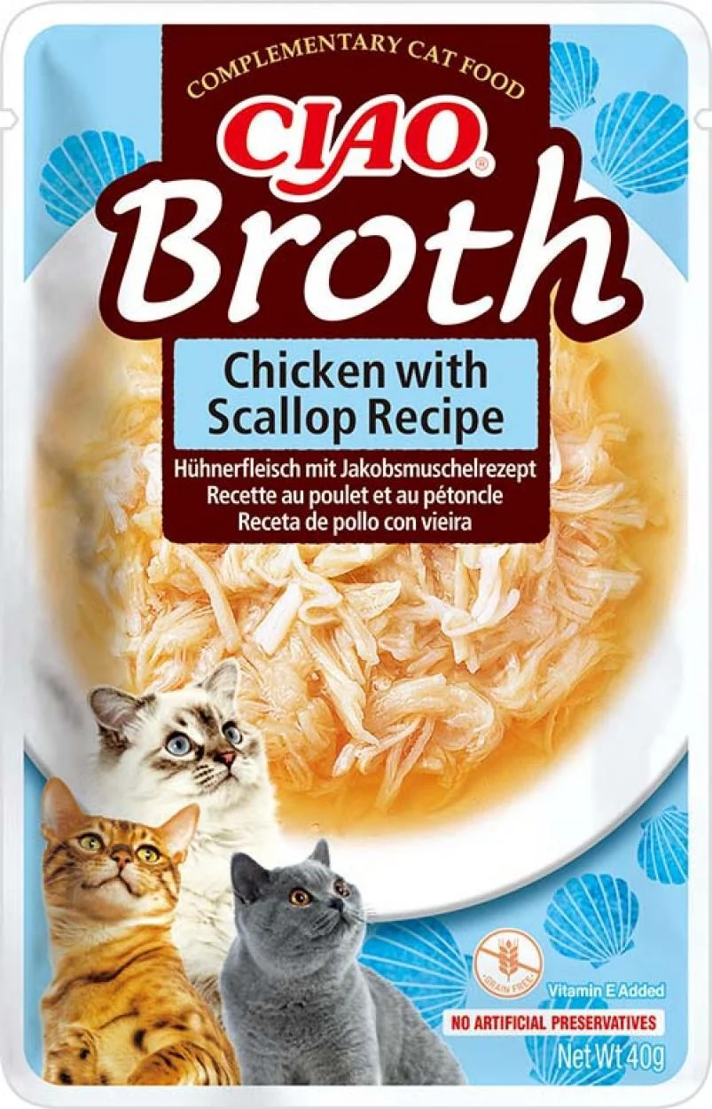 Ciao kattensnack Broth kip met Sint-jakobsschelp 40 g