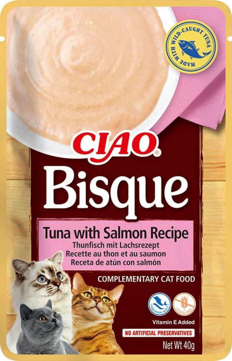 Ciao kattensnack Bisque tonijn met zalm 40 g