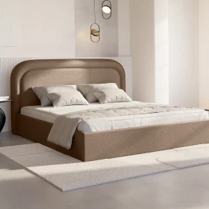 Bed met opbergruimte – 180 x 200 cm in gevlamde taupe stof – FIREZA II Bed met opbergruimte – 180 x 200 cm in gevlamde taupe stof – FIREZA II