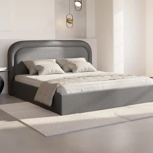 Bed met opbergruimte – 180 x 200 cm in gevlamde donkergrijze stof – FIREZA II Bed met opbergruimte – 180 x 200 cm in gevlamde donkergrijze stof – FIREZA II