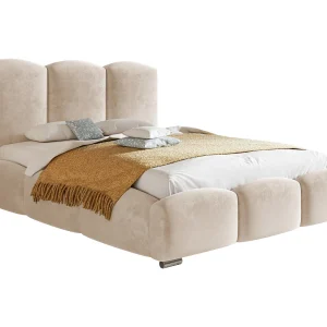 Emporius Gestoffeerd bed met opbergruimte 140×200 Roma – tweepersoonsbed 140 x 200, fluwelen Beige (Amor Velvet 4304)