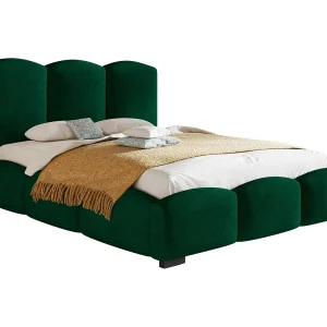 Emporius Gestoffeerd bed met opbergruimte 140×200 Roma – tweepersoonsbed 140 x 200, fluwelen Groen (Kronos 19)