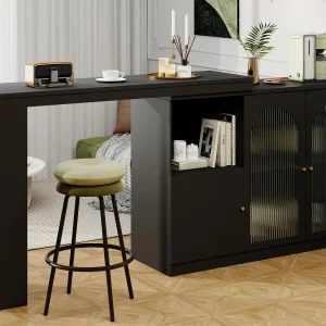 Dressoir, draaibare MDF-barkast – grote opbergruimte – eigentijdse stijl – Zwart Dressoir, draaibare MDF-barkast – grote opbergruimte – eigentijdse stijl – Zwart