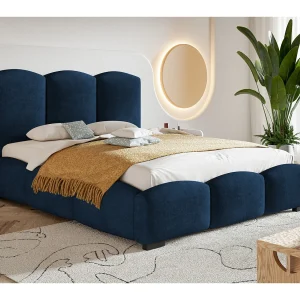 Emporius Gestoffeerd bed met opbergruimte 160×200 Roma – tweepersoonsbed 160 x 200, fluwelen Blauw (Kronos 09)