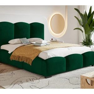 Emporius Gestoffeerd bed met opbergruimte 160×200 Roma – tweepersoonsbed 160 x 200, fluwelen Groen (Kronos 19)
