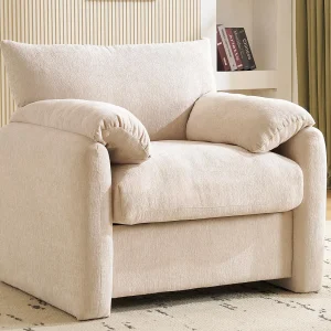 Enkele chenille fauteuil – Beige