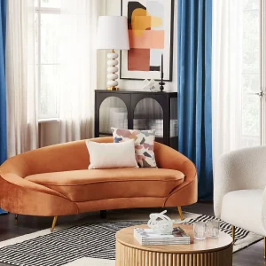 Driezitsbank fluweel oranje SAVAR Driezitsbank fluweel oranje SAVAR