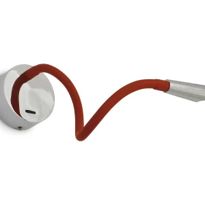 Elfi leeswandlamp met moderne stijl-L. 43,2 cm- binnenkant- staal en siliconen- rood- 2W SMD LED- 3.000K- aan/uit- 360º graden- IP20 Elfi leeswandlamp met moderne stijl-L. 43,2 cm- binnenkant- staal en siliconen- rood- 2W SMD LED- 3.000K- aan/uit- 360º graden- IP20
