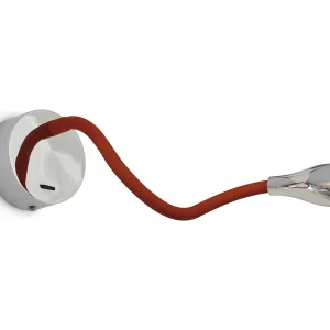 Moderne stijl Elfi reader wandlamp – L. 40-2 cm – interieur – staal en siliconen – rood – 2W SMD LED – 3.000K – aan/uit – 360º graden – IP20 Moderne stijl Elfi reader wandlamp – L. 40-2 cm – interieur – staal en siliconen – rood – 2W SMD LED – 3.000K – aan/uit – 360º graden – IP20