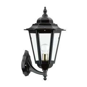ELITE 6 Wandleuchte im klassischen Stil – H 45 cm x B 31,5 cm – E27 42 W – transparentes Glas – IP44 – Aluminium und Schwarz ELITE 6 Wandleuchte im klassischen Stil – H 45 cm x B 31,5 cm – E27 42 W – transparentes Glas – IP44 – Aluminium und Schwarz