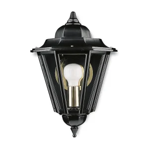 ELITE 6 wandlamp klassieke stijl – H 40,5 cm – E27 42W – Transparant glas – IP44 – aluminium en zwart ELITE 6 wandlamp klassieke stijl – H 40,5 cm – E27 42W – Transparant glas – IP44 – aluminium en zwart