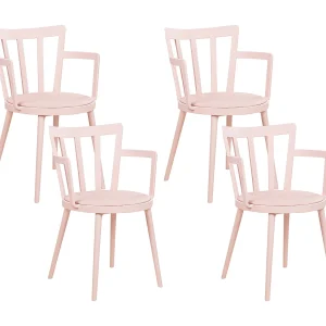 Eetkamerstoel set van 4 kunststof roze MORILL