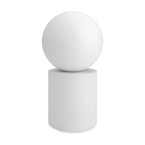 GEOMETRISCHE tafellamp moderne en elegante stijl – Hoogte 32 cm – G9 LED 5W – buisvorm – 1,5 meter kabel, aan&uit, bolvormige kop – hout en glas – IP30 – wit