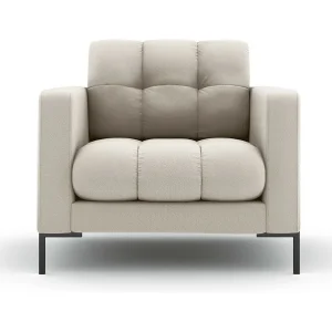 Fauteuil "Bali" Structurele stof, Beige – 87x92x75cm Fauteuil "Bali" Structurele stof, Beige – 87x92x75cm