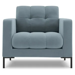 Fauteuil "Bali" Flueel, Lichtblauw – 87x92x75cm Fauteuil "Bali" Flueel, Lichtblauw – 87x92x75cm