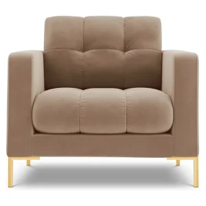 Fauteuil "Bali" Flueel, Beige – 87x92x75cm Fauteuil "Bali" Flueel, Beige – 87x92x75cm