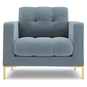 Fauteuil "Bali" Flueel, Lichtblauw – 87x92x75cm Fauteuil "Bali" Flueel, Lichtblauw – 87x92x75cm