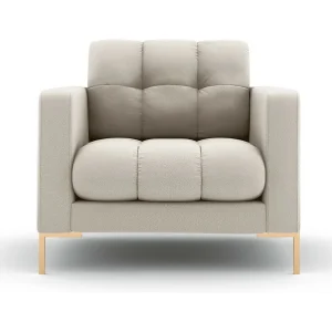 Fauteuil "Bali" Structurele stof, Beige – 87x92x75cm Fauteuil "Bali" Structurele stof, Beige – 87x92x75cm