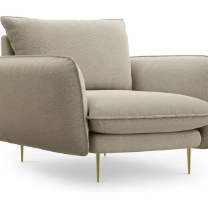 Fauteuil "Vienna" Structurele stof, Beige – 97x94x95cm