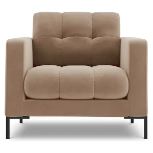 Fauteuil "Bali" Flueel, Beige – 87x92x75cm Fauteuil "Bali" Flueel, Beige – 87x92x75cm