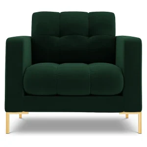Fauteuil "Bali" Flueel, Flessengroen – 87x92x75cm Fauteuil "Bali" Flueel, Flessengroen – 87x92x75cm
