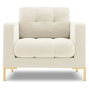 Fauteuil "Bali" Flueel, Lichtbeige – 87x92x75cm Fauteuil "Bali" Flueel, Lichtbeige – 87x92x75cm