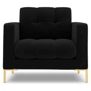 Fauteuil "Bali" Flueel, Zwart – 87x92x75cm Fauteuil "Bali" Flueel, Zwart – 87x92x75cm
