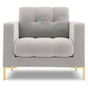 Fauteuil "Bali" Flueel, Geld – 87x92x75cm Fauteuil "Bali" Flueel, Geld – 87x92x75cm