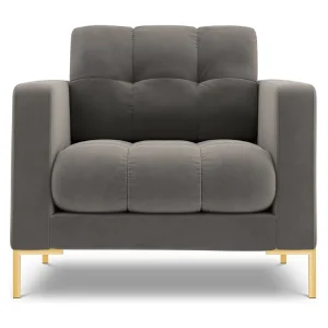 Fauteuil "Bali" Flueel, Lichtgrijs – 87x92x75cm Fauteuil "Bali" Flueel, Lichtgrijs – 87x92x75cm