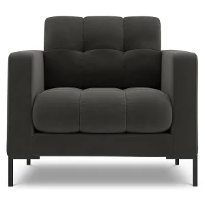 Fauteuil "Bali" Flueel, Donkergrijs – 87x92x75cm Fauteuil "Bali" Flueel, Donkergrijs – 87x92x75cm