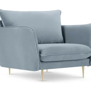 Fauteuil "Vienna" Flueel, Lichtblauw – 97x94x95cm