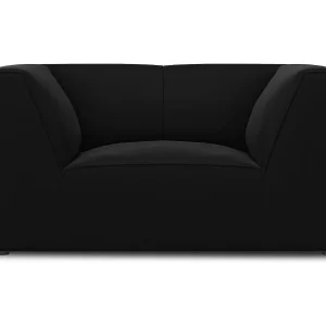 Fauteuil "Charles" Flueel, Zwart – 120x92x69cm Fauteuil "Charles" Flueel, Zwart – 120x92x69cm