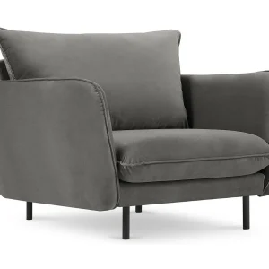 Fauteuil "Vienna" Flueel, Lichtgrijs – 97x94x95cm