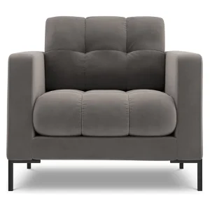 Fauteuil "Bali" Flueel, Lichtgrijs – 87x92x75cm Fauteuil "Bali" Flueel, Lichtgrijs – 87x92x75cm
