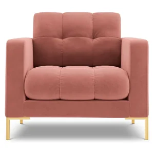 Fauteuil "Bali" Flueel, Roze – 87x92x75cm Fauteuil "Bali" Flueel, Roze – 87x92x75cm