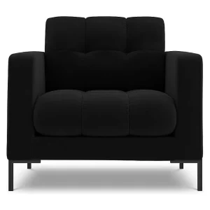 Fauteuil "Bali" Flueel, Zwart – 87x92x75cm Fauteuil "Bali" Flueel, Zwart – 87x92x75cm