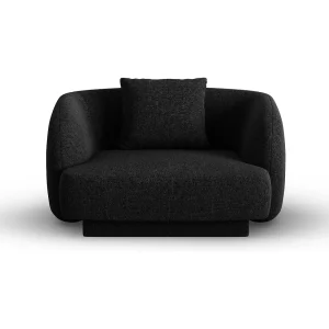 Fauteuil "Tulum" Chenille, Zwart – 103x90x70cm Fauteuil "Tulum" Chenille, Zwart – 103x90x70cm