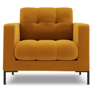 Fauteuil "Bali" Flueel, GEEL – 87x92x75cm Fauteuil "Bali" Flueel, GEEL – 87x92x75cm