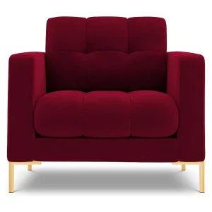 Fauteuil "Bali" Flueel, Rood – 87x92x75cm Fauteuil "Bali" Flueel, Rood – 87x92x75cm