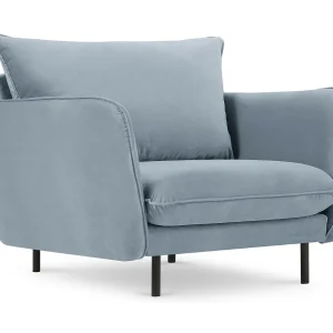 Fauteuil "Vienna" Flueel, Lichtblauw – 97x94x95cm