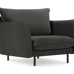 Fauteuil "Vienna" Flueel, Donkergrijs – 97x94x95cm